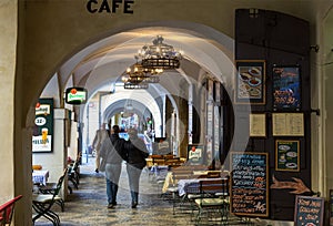 Prague, Arcades at Malostranske namesti