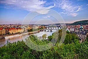 Prague architecture - bridges, Czech Republic, River Vltava view