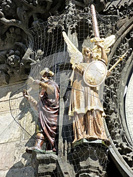 Prague Astrological Clock, Detail of Statues, Czech Republic