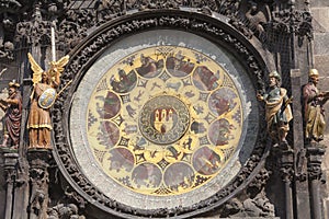 Prague astronomical clock Orloj - calendar on Old Town Hall, Prague, Czech Republic