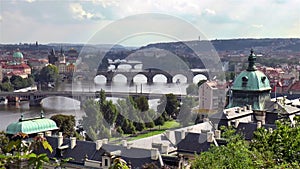 Prague bridges across Vltava river