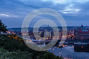 Prague bridges at night