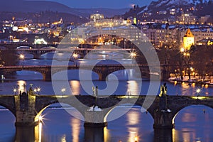 Prague - bridges over Vltava river.