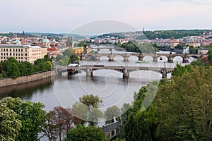 Prague Bridges over Vltava River, Czech Republic