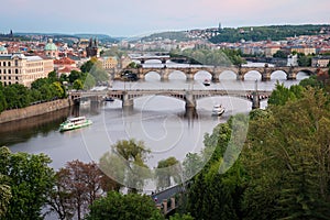 Prague Bridges over Vltava River, Czech Republic