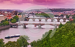 Prague Bridges on Vltava River