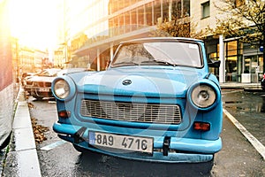 Prague. Car german Sachsenring Trabant Kombi on street in Prague