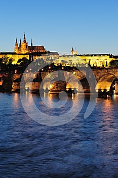 Prague Castle & Charles Bridge at night