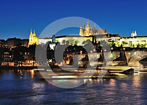 Prague Castle & Charles Bridge at night