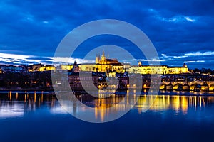 Prague Castle and Charles Bridge-Prague,Czech Rep.