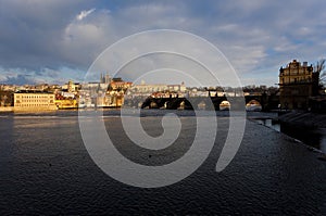 Prague Castle with Charles Bridge, Prague, Czech Republic