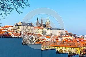 Prague Castle, Czech: Prazsky hrad, with St Vitus Cathedral, Hradcany, Prague, Czech Republic.