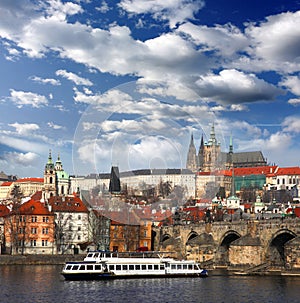 Prague Castle with famous Charles Bridge