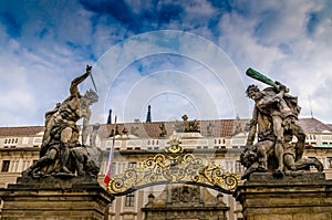 Prague Castle gate statues