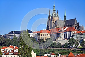 Prague Castle Hradcany and old buildings cityscape