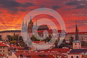 Prague Castle Hradcin at sunset - Czech republic