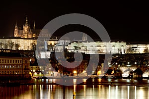 Prague castle at night