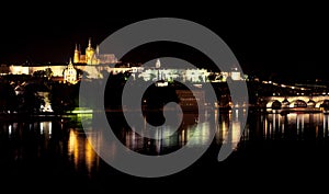 Prague castle night reflection