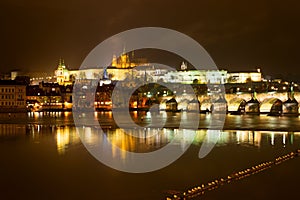 Prague castle at night