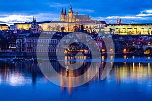 Prague Castle over Vltava River-Prague,Czech Rep.