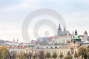 Prague castle Prazsky Hrad on Hradcany hill, the office of the Czech President with the Straka academie Stakova Akademie