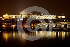 Prague Castle from the river in winter