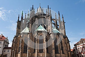 Prague Castle Saint Vitus cathedral back, Svaty Vit photo