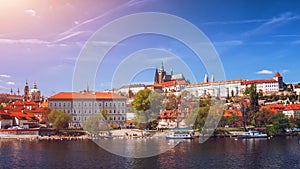 Prague Castle and Saint Vitus Cathedral, Czech Republic. Panoramic view