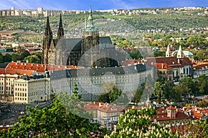 Prague Castle and Saint Vitus Cathedral, Czech Republic. Panoramic view