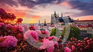 Prague Castle at Sunset: Captivating Gothic Architecture and Vibrant Gardens