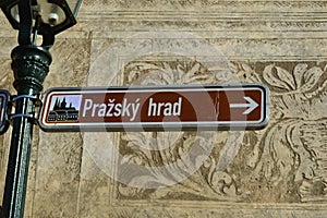 Prague Castle Tourist sign outside the Martinic Palace prague czech republic