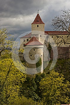 Prague Castle walls and Mihulka powder tower, Royal gardens, Czech Republic