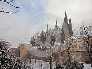 Prague Castle in Winter coat.