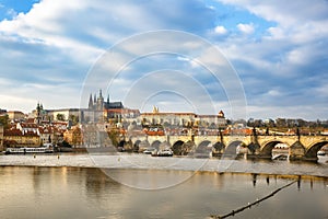 Prague with Charles Bridge and the Hradcany castle