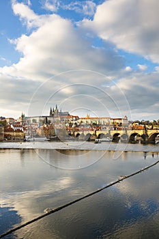 Prague with Charles Bridge and the Hradcany castle