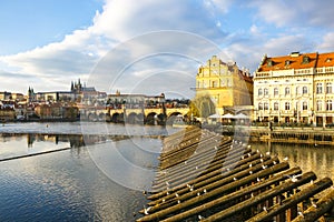 Prague with Charles Bridge and the Hradcany castle