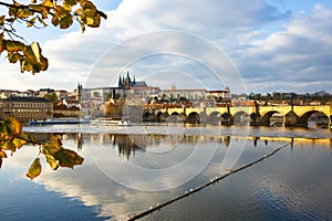 Prague with Charles Bridge and the Hradcany castle