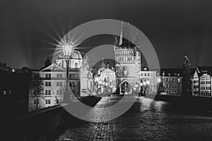 Prague Charles Bridge by night