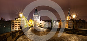 Prague Charles Bridge by night