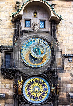 Prague chimes. The medieval clock tower