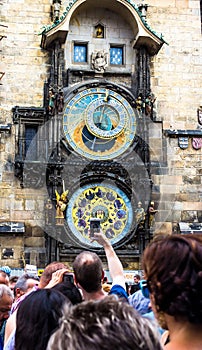Prague chimes. The medieval clock tower