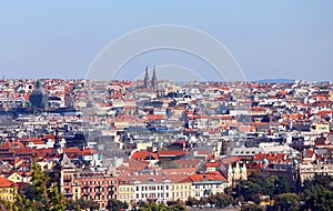 Prague City in Czech Republic with many houses and roofs