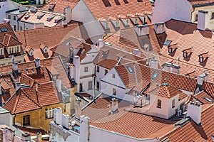 Prague city house roof view