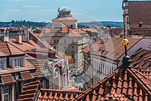 Prague city house roof view