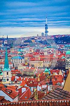 Prague city Old Town panorama at twilight Czech Republic