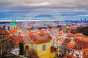 Prague city Old Town panorama at twilight Czech Republic