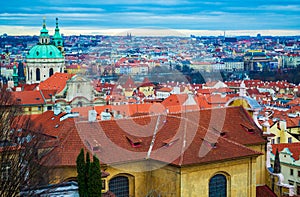 Prague city Old Town panorama at twilight Czech Republic