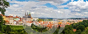 Prague cityscape panorama - city landscape with the Prague castle, Czech republic