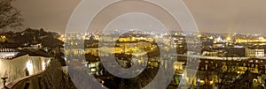 Prague cityscape panorama in winter at night from Prague castle