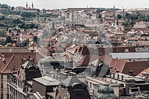 Prague cityscape with tilt-shift effect as seen from the The Old